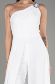 White Long Chiffon Party Evening Jumpsuit ABT116