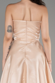 Beige Strapless Slit Long Ball Gown ABU4015