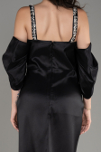 Black Slit Long Plus Size Evening Dress ABU3921