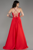 Red Slit Long Satin Prom Dress ABU4017
