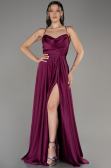 Plum Slit Long Satin Prom Dress ABU4017