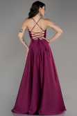 Plum Slit Long Satin Prom Dress ABU4017