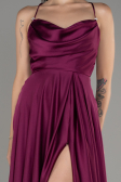 Plum Slit Long Satin Prom Dress ABU4017
