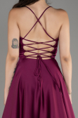 Plum Slit Long Satin Prom Dress ABU4017