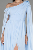 Light Blue Slit Shawl Long Chiffon Evening Dress ABU4001