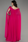 Fuchsia Slit Shawl Long Chiffon Evening Dress ABU4001