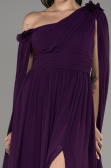 Dark Purple Slit Shawl Long Chiffon Plus Size Evening Dress ABU4002