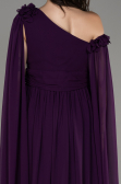 Dark Purple Slit Shawl Long Chiffon Plus Size Evening Dress ABU4002
