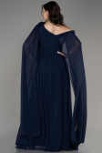 Navy Blue Slit Shawl Long Chiffon Evening Dress ABU4001