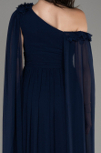 Navy Blue Slit Shawl Long Chiffon Evening Dress ABU4001