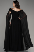Black Slit Shawl Long Chiffon Evening Dress ABU4001