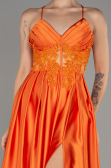 Orange Long Satin Evening Dress ABU2583