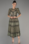 Olive Drab Midi Dantelle Night Dress ABK1388