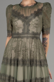 Olive Drab Midi Dantelle Night Dress ABK1388
