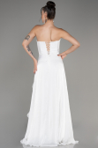 White Strapless Slit Long Chiffon Prom Dress ABU4012
