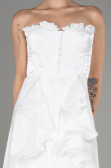 White Strapless Slit Long Chiffon Prom Dress ABU4012