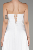 White Strapless Slit Long Chiffon Prom Dress ABU4012