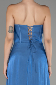 Indigo Strapless Slit Long Chiffon Prom Dress ABU4012