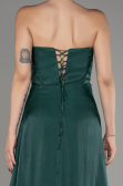 Emerald Green Strapless Slit Long Chiffon Prom Dress ABU4012