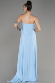 Light Blue Strapless Slit Long Chiffon Evening Dress ABU3974
