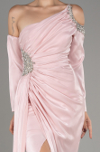 Powder Color One Sleeve Long Formal Evening Dress ABU3976