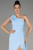 Light Blue Strapless Slit Long Chiffon Evening Dress ABU3974