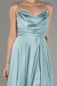 Mint Slit Long Satin Prom Dress ABU4017