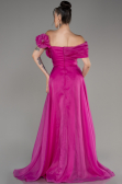 Fuchsia Off The Shoulder Slit Ball Gown Dress ABU4044