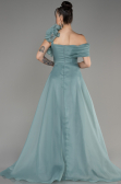 Mint Off The Shoulder Slit Ball Gown Dress ABU4044
