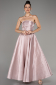 Powder Color Boat Neck Midi Taffeta Prom Dress ABU4049