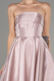 Powder Color Boat Neck Midi Taffeta Prom Dress ABU4049