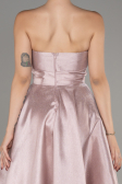 Powder Color Boat Neck Midi Taffeta Prom Dress ABU4049