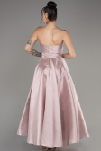Powder Color Boat Neck Midi Taffeta Prom Dress ABU4049