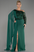 Emerald Green Long Dantelle Plus Size Evening Dress ABU3512