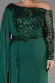 Emerald Green Long Dantelle Plus Size Evening Dress ABU3512