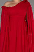 Red Slit Shawl Long Chiffon Plus Size Evening Dress ABU4002
