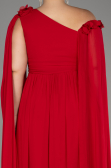 Red Slit Shawl Long Chiffon Plus Size Evening Dress ABU4002