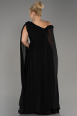 Black Slit Shawl Long Chiffon Plus Size Evening Dress ABU4002