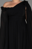 Black Slit Shawl Long Chiffon Plus Size Evening Dress ABU4002