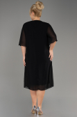 Black Short Sleeve Chiffon Midi Plus Size Evening Dress ABK2108