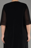 Black Short Sleeve Chiffon Midi Plus Size Evening Dress ABK2108