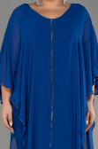 Sax Blue Chiffon Plus Size Cocktail Dress ABT112