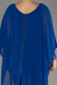 Sax Blue Chiffon Plus Size Cocktail Dress ABT112
