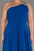 Sax Blue Chiffon Plus Size Evening Dress Jumpsuit ABT119