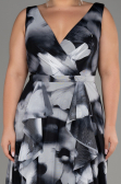 Anthracite Sleeveless Printed Chiffon Plus Size Prom Dress ABU4050