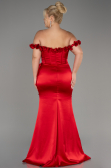 Red Long Satin Plus Size Evening Gown ABU4046