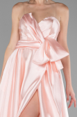 Powder Color Long Satin Evening Dress ABU3674