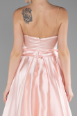 Powder Color Long Satin Evening Dress ABU3674