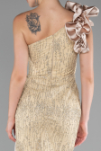 Gold One Shoulder Glitter Long Evening Gown ABU4059