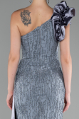 Grey One Shoulder Glitter Long Evening Gown ABU4059
